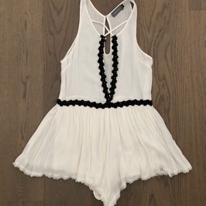 Indikah Romper with Black Lace Trim